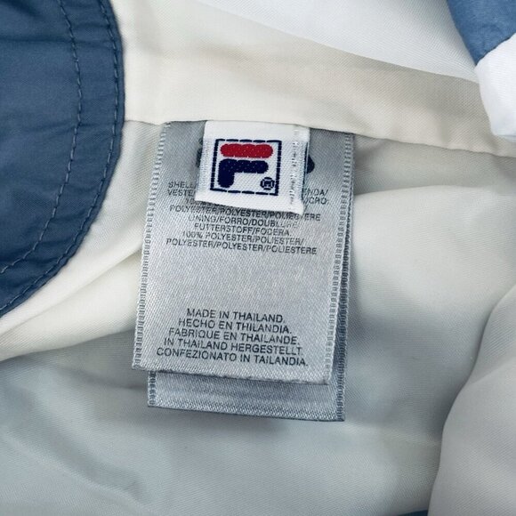 Vintage Fila Track Pants M Light Blue Polyester Sweatpants Embroidered Baggy Y2K - Picture 12 of 16